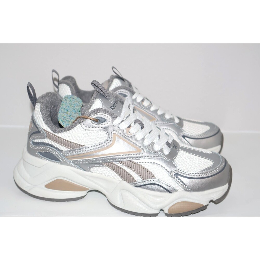 Reebok Leather Charge Athletic Sneakers Silver/White/Multi Women's 7.5 NWT